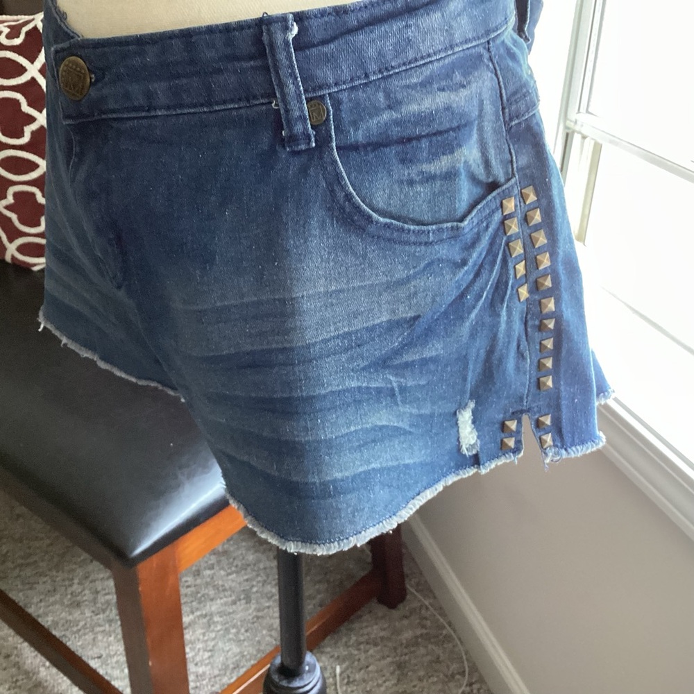 material girl denim shorts with studs plus free American eagle tee